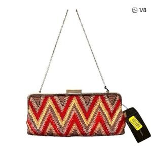 BCBGMaxAzria Clutch Bag with Silver Chain & Snap Closure